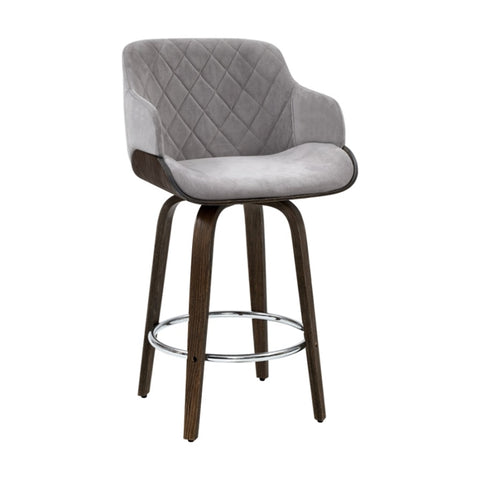 Artiss Bar Stools Swivel Velvet Padded Wooden BA-TW-8908-GY