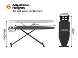 Artiss Ironing Board with Iron Rest with 3 Layers Extra Thick Cover Easy Storage IRB-STAND-REP100-BK