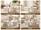 Artiss Round Coffee Table High-Gloss Center Table Minimalist Living Room Furniture 78x35cm Cream FUR-S-COF14-WH
