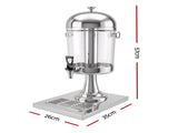 5-Star Chef 8L Beverage Juice Dispenser Tap Ice Tube Single Drip Tray JD-8L-SS