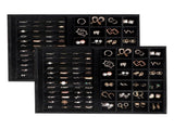 Large Velvet Jewelry Tray Display Drawer Inserts 2 Pack Stackable Jewelry Organizer for Earring V1107-107-38881-GRY1