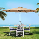 Instahut 3m Outdoor Umbrella Beach Pole Garden Patio Tilt Beige UMB-POLE-3-TIL-BG