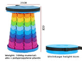 Rainbow Color Stitching Blue Portable Outdoor Telescopic Folding Stool with 100 Weight-Bearing V888-ELOSUNG17176
