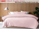 Accessorize 400TC Blush Bamboo Cotton Double Stitch Quilt Cover Set Queen V442-HIN-QUILTCS-DOUBLESTITCH-BLUSH-QS