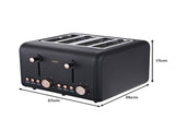 Pronti 3-in-1 Breakfast Set Kettle, 4-Slice Toaster and Pronti HomeMaid Coffee Machine Applianc KT-TS-C511-BK