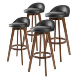 4X Wooden Bar Stool Dining Chair Leather LEILA 72cm BLACK BROWN V274-FT-WBSPVC-82BK4-BNP