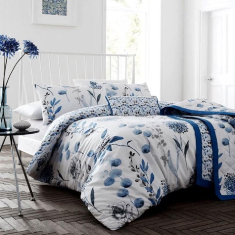 Ink Floral Blue Quilt Cover Set Super King V442-ATX-QUILTCS-INKFLORAL-BLUE-SK