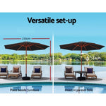 Instahut 2.7m Outdoor Umbrella w/Base Pole Umbrellas Garden Sun Stand Deck Black UMB-POLE-27-R-BK-BASE