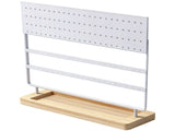 Earring Holder Organizer Stand, 144 Holes 4-Tier Jewelry Display Stand with Detachable Wooden Base, V1192-AZ-W-18378