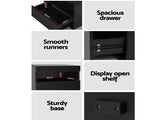 Artiss 2x Bedside Table LED - HERES Black FUR-R-BS-LED-04-BKX2
