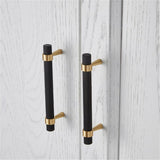 20PCS/Lot Solid Brass Cabinet Modern Gold with Black Knurled Textured Cabinet Handles Brass V1188-WTJ-SJH-1075