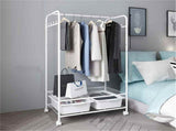 2Tier Rolling Free-Standing Clothing Garment Rack Closet Organizer Open Wardrobe V767-JJ-ZY188