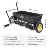 Broadcast Spreader, 100 LB Tow Behind Poly Drop Spreader with 10" Wheels, Steel Spike Aerator, V952-QYSSBJ100LBSBIQCOV0