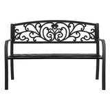 Gardeon Outdoor Garden Bench Seat Steel Outdoor Furniture 3 Seater Park Black GB-STEEL-XG201-BK