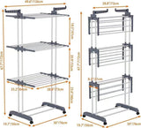 CARLA HOME Folding Drying Rack with Wheels and Adjustable Side Wings for Laundry Rack and LSB-36216