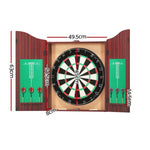 18" Dartboard Dart Board with Steel Darts Wooden Cabinet Party Game DB-BOX-18IN