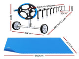 Aquabuddy Pool Cover 500 Micron 9.5x5m Swimming Pool Solar Blanket 5.5m Roller Blue PC-95X50-L-BL-ROLLER-BU