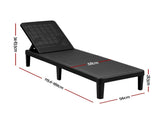 Gardeon Sun Lounge Adjustable Lounger Patio Outdoor Furniture Lightweight Black FF-LOUNGE-PP-RAT-BK