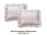 Vintage Design Homewares Pair of Candy Ruffle Natural European Pillowcases 65 x 65cm V442-HIN-PILLOWC-CANDYRUFFLE-NATURAL-EU