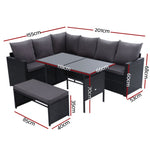 Gardeon Outdoor Dining Set Sofa Lounge Setting Chairs Table Bench Black Cover ODF-SDBOSS-1BENCH-BK-COVER