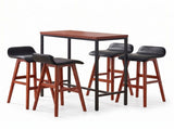 Artiss 5Pcs Bar Table and Stools Set Dining Desk Kitchen Chairs Cafe Pub Wood BA-TAB-SET-077X4-BK
