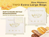 Wide Zipper Access Cotton & Beeswax Bread Bags, 17*13In Reusable Organic Cotton Food Storage Bags to V1366-AZ2-W-11490