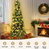 Jingle Jollys Christmas Tree 1.8M LED Xmas Tree Party Decorations Red Barries XM-TR-SLIM-PE-6FT-LED