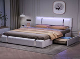 Levede Double Bed Frame With Adjustable Headboard White BF1069-D