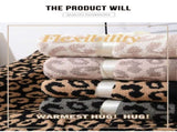 Grey and Black Luxurious Leopard Print Knit Throw Blanket - Ultra-Soft Jacquard Plush for Sofa, Bed V888-ELOSUNG27779