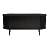 Ribbed Black Sideboard with Sliding Doors V264-TAB-726C-BLK-NA-1