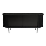 Ribbed Black Sideboard with Sliding Doors V264-TAB-726C-BLK-NA-1