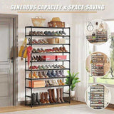 10-Tier Metal Shoe Rack Black Large 50-Pair Shoe Storage Organiser Shelf V63-840551