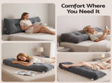 Giselle Headboard Pillow for Sitting in Bed, Upgraded Shredded Foam Reading Wedge Cushion for Lumbar HBP-WAVBTN-COR-GY-Q