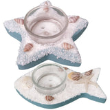 Nautical Tealight Holder Fish Shaped Assorted Color Mediterranean Table Centerpiece 4Pcs V1369-AZ3-W-15884
