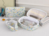 3SET Quilted Floral Makeup Bag Collection Cute Rabbit Pattern Cosmetic Pouch &Travel Toiletry V888-ELOSUNG41059