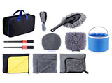 11-Piece Car Wash and Detailing Kit - 9L Blue Collapsible Oxford Fabric Bucket, Microfiber Towels, V888-ELOSUNG53188