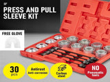30 PCS Pull and Press Sleeve Kit 45 Steel Installation Bushes Bearings Tool Kit Bush V985-PRESSANDPULLSLEEVEKIT