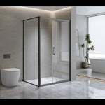 Adjustable 1300x800mm Single Door Corner Sliding Glass Shower Screen in Black V63-846011