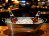 Party Drink Chiller Ice Buckets Set, 2 Piece Galvanized Oval Beverage Tub with Side Handle and Wide V1366-AZ2-W-17059