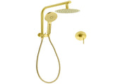 WELS Brushed Gold Round 2in1 8" Shower Head Set Diverter Wall Arm Stainless Steel Handheld Mixer V1233-A703GHR002M4CGKSR108GKRD201G