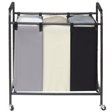 3-Section Laundry Basket, Duty Laundry Hamper Storage Organizer, Laundry Sorter Cart with V952-XYLFJSSSYTB75CJ6HV0