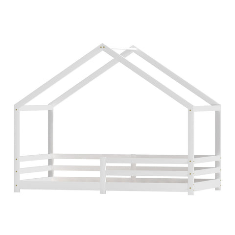 Artiss Bed Frame Wooden Kids Single House Frame White AMOS WBED-AMOS-S-WH-AB