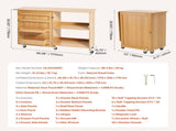 Folding Sewing Table with Lockable Wheels Shelves Trays Door Wood Color V952-FRZJYXXKZDBH6WYM1V0