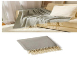 Grey Elegant Herringbone Tassel Throw Blanket - Large Acrylic Faux Cashmere Soft Cozy Blanket for V888-ELOSUNG32114