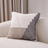 Throw Pillow with Rope Pattern and Tassels Soft Cotton Linen Textured Cushion for Sofa Bed,Soft & V1369-AZ3-W-21573