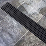 1000mm Bathroom Shower Black Grate Drain w/Centre outlet Floor Waste Square Pattern V63-832931