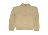 100% SHETLAND RAGG WOOL Half Zip Up Knit JUMPER Pullover Mens Sweater Knitted - Oat Marle - M V563-SW-HZ-OATMARLE03-M