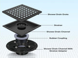 Square Floor Shower Drain, Lattice Square Perforated Pattern Easy Cleaning Removable Grate, V1369-AZ3-W-05758