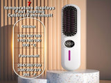 S01 White Cordless Hair Straightener Brush - 2-in-1 Curling & Straightening Tool with LED Power V888-ELOSUNG42065