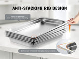6 Pack Hotel Pans, Full Size Anti-Jam Steam 0.8mm Thick Stainless Steel Restaurant Steam Table V952-11QCCPWG25YCP9ZNIV0